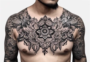 Sternum lace tattoo idea