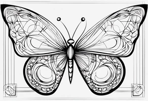 elegant butterfly da vinci minimalistic tattoo idea