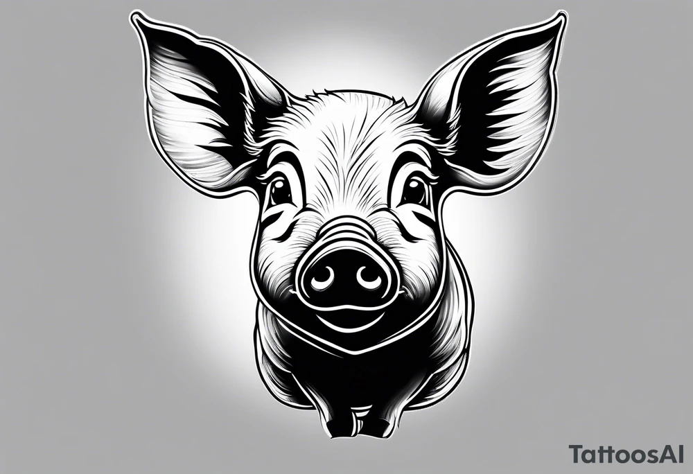 cute piglet tattoo idea