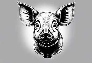 cute piglet tattoo idea