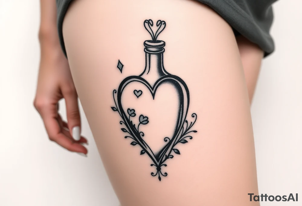 Heart shape bottle tattoo idea