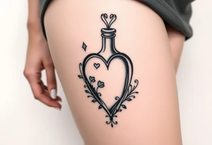 Heart shape bottle tattoo idea