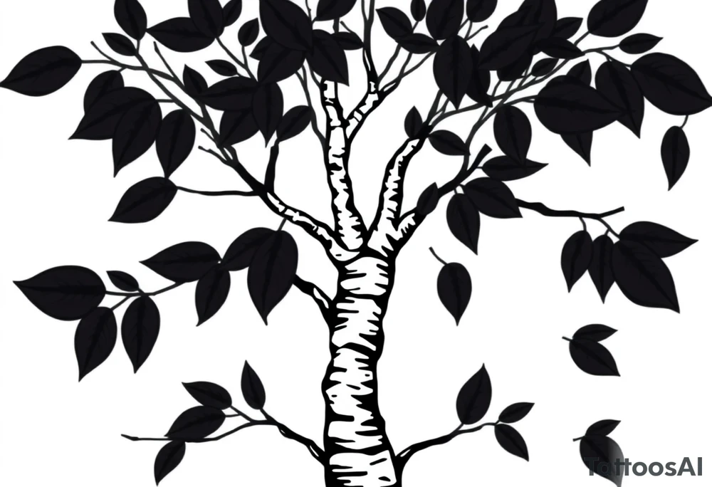 birch tree with dark coloured leaves tattoo idea