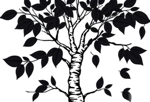 birch tree with dark coloured leaves tattoo idea