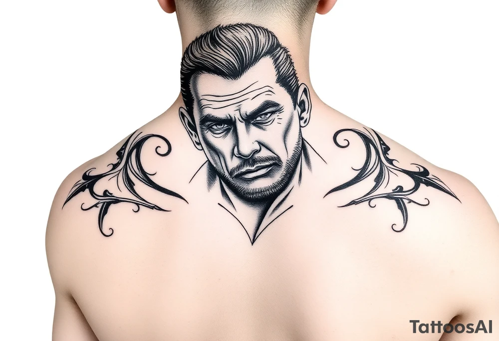 give me a full neck tattoo of Richie rich 
 in black ink tattoo idea
