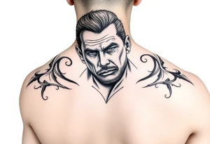 give me a full neck tattoo of Richie rich 
 in black ink tattoo idea
