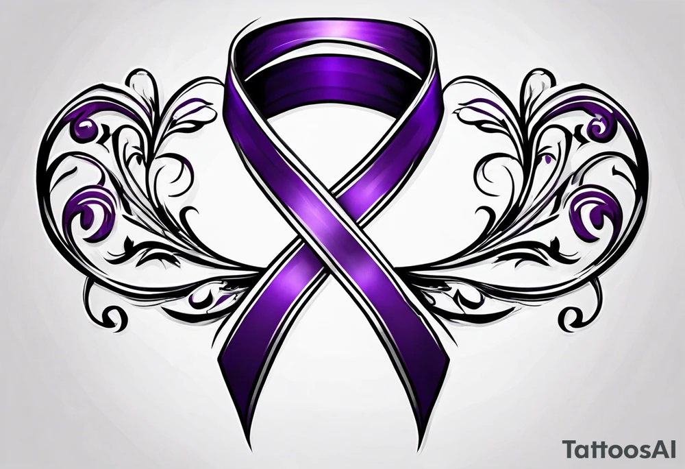 Purple cancer ribbon tattoo idea