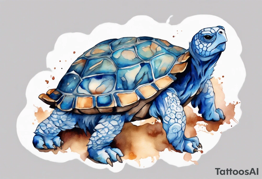 a blue fur-covered animal with a tortoise shell on its back tattoo idea