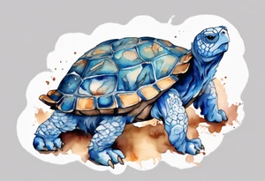 a blue fur-covered animal with a tortoise shell on its back tattoo idea