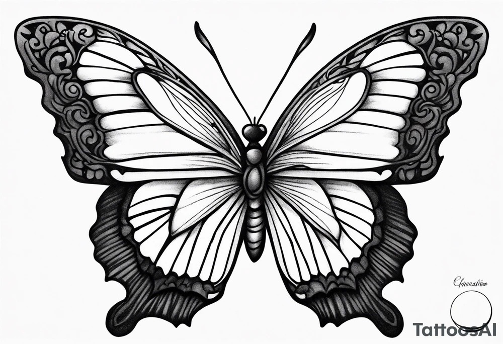 carnation moon butterfly tattoo idea
