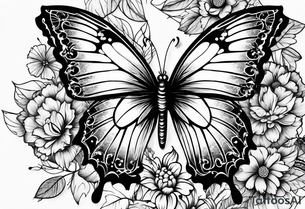 Floral lace butterfly survivor shoulder tattoo half sleeve tattoo idea
