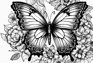 Floral lace butterfly survivor shoulder tattoo half sleeve tattoo idea