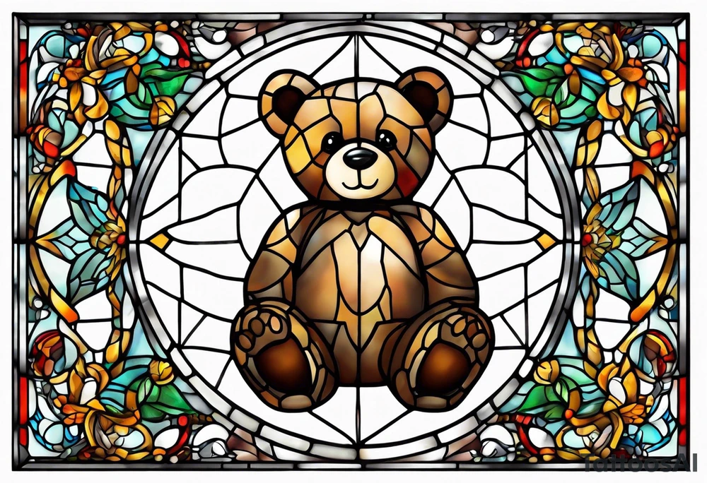 Stained glass Teddy bear tattoo idea