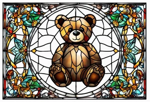 Stained glass Teddy bear tattoo idea