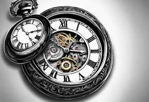 old school pocket watch
 exploded showing inner mechanism tattoo idea