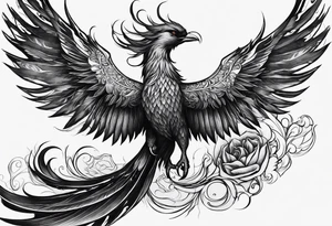 croquis d'un phoenix, lune bleu tattoo idea