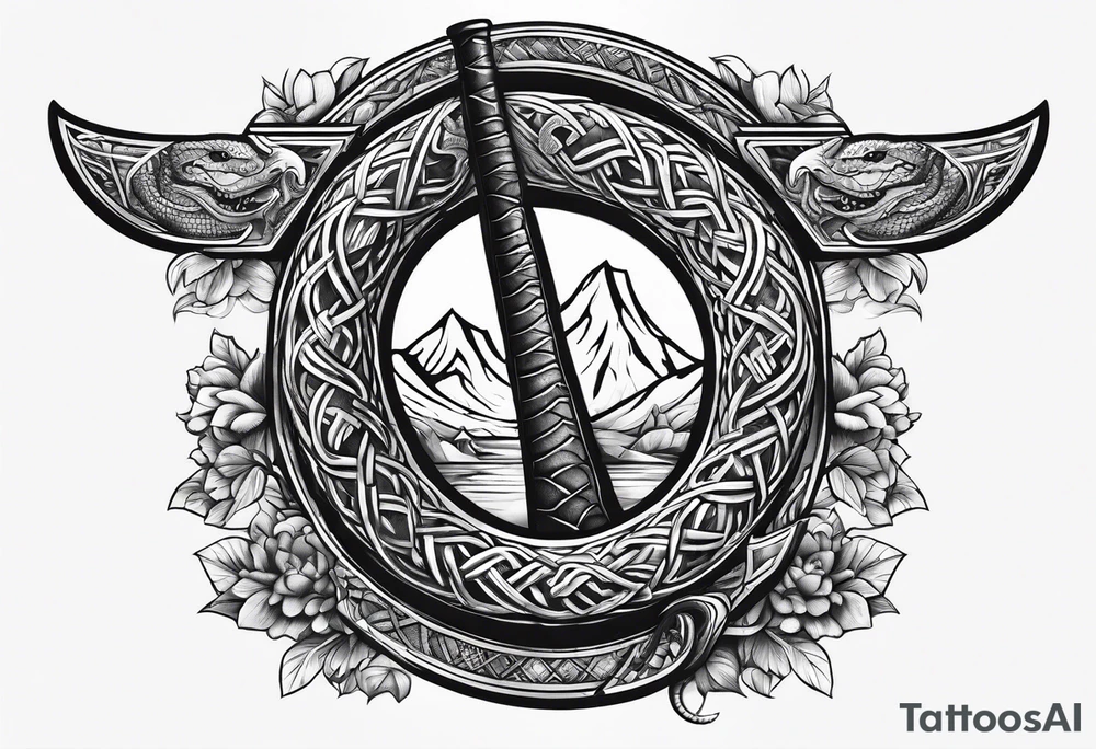 Snake axe tattoo idea