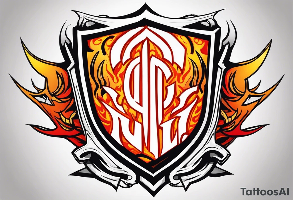 Valhalla on  fire shield sword tattoo idea