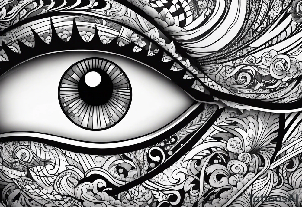 Crazy scary Japanese-style eyes tattoo idea