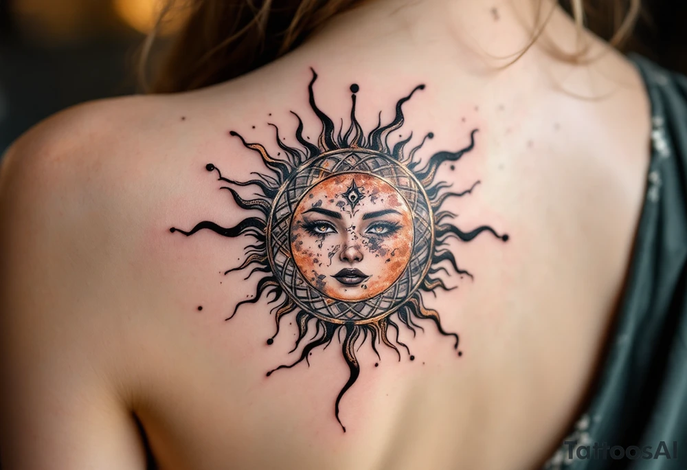 The soft blending of rose gold and black in this Celtic sun creates a feminine and fierce energy. tattoo idea