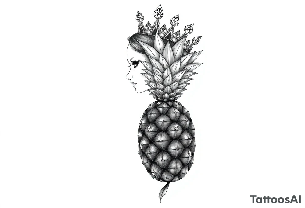 vagina and anus using a pineapple with diamonds, magestic, crown, tattoo idea