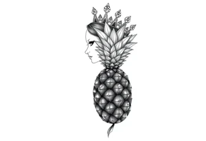 vagina and anus using a  pineapple with diamonds, magestic, crown, tattoo idea