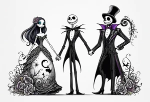 couples nightmare before Christmas with jack skellington and sally tattoo idea