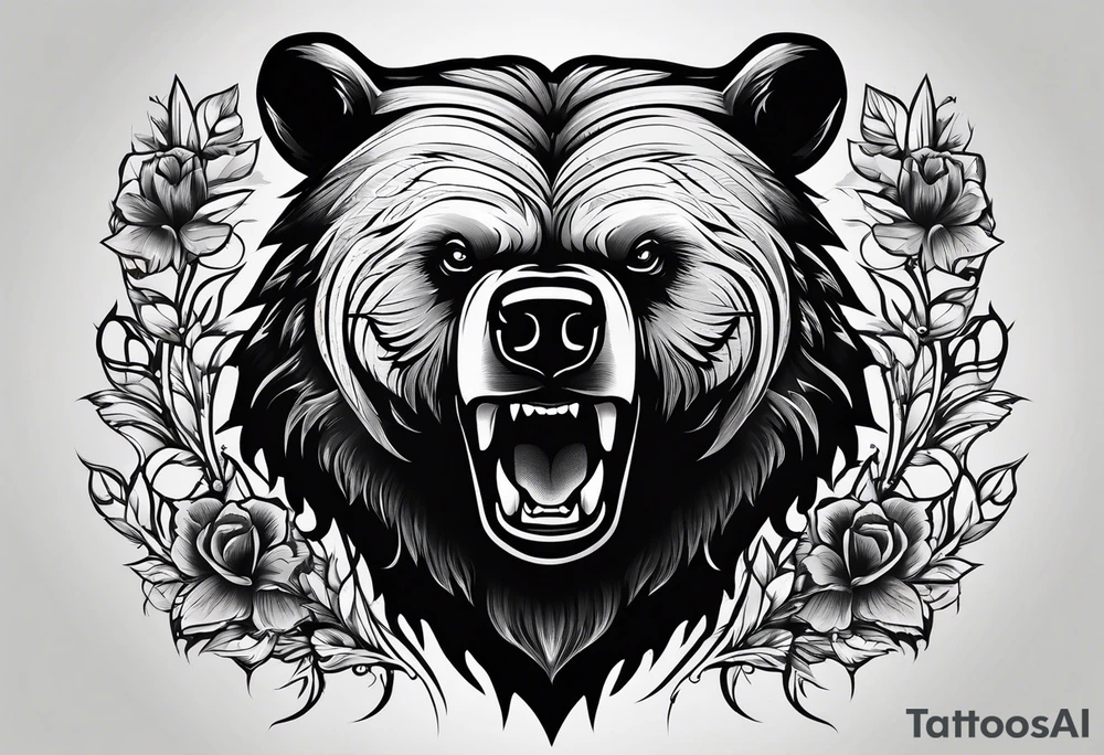 Angry Black Bear, American traditional tattoo idea