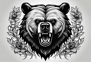 Angry Black Bear, American traditional tattoo idea