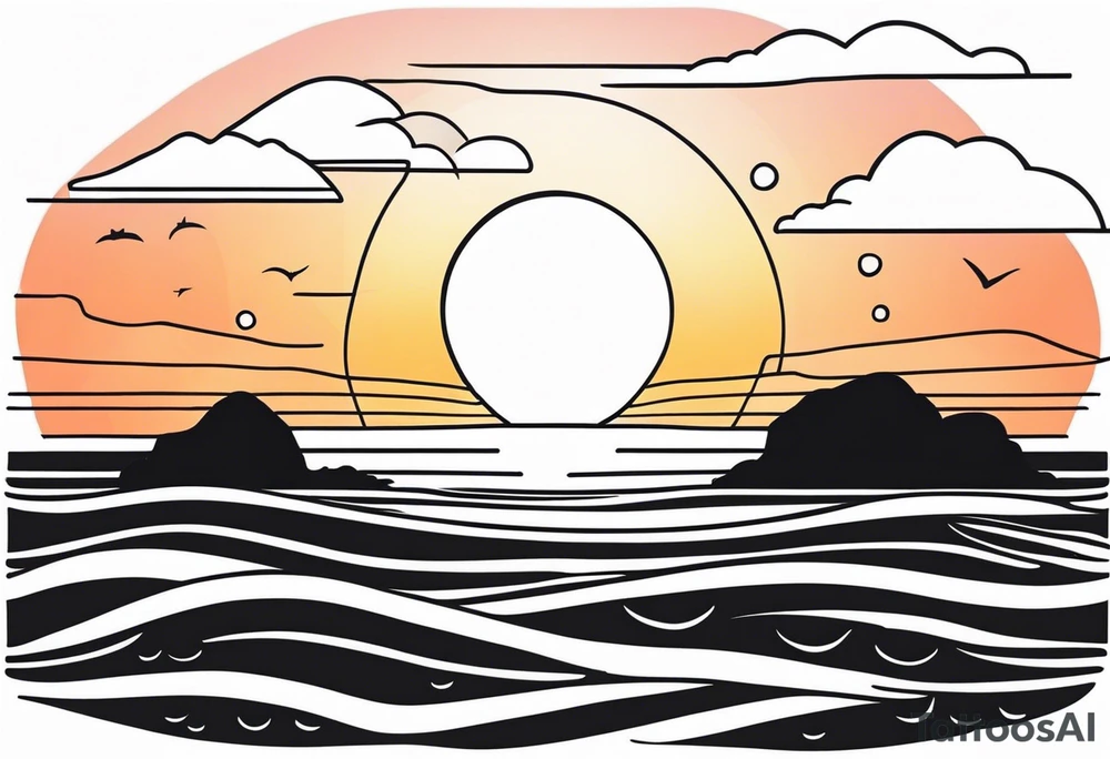 Sea and sunset tattoo.
Simple. black and white. tattoo idea Sea and sunset tattoo.
Simple. black and white. tattoo idea