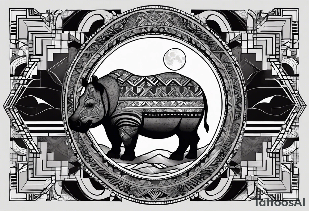 Very asymmetrical, +geometric pattern, with realistic full moon, with hippo,+tribal, +geometric, +inkart , +blackwork, +grey scale, + sketch
with wintersweet flower bud, +inkart touch, +for men, detailed , combined favourite , tattoo idea