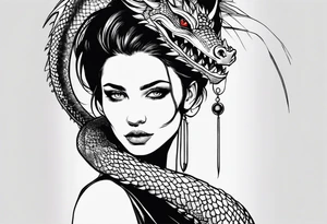 a girl and a dragon tattoo idea