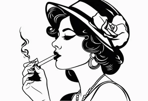 woman smoking cigarette tattoo idea