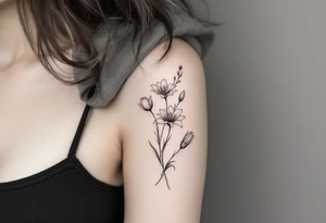 flower arrangement with spider lilies, tulip, lilies, cherry blossom tattoo idea