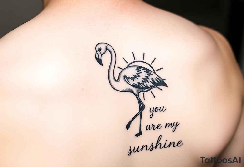 Cute Flamingo with a sun and the saying you are my sunshine tattoo idea