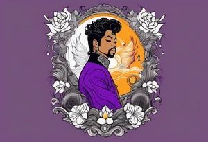 Tattoo honoring the musician Prince that also incorporates Pride colors. tattoo idea