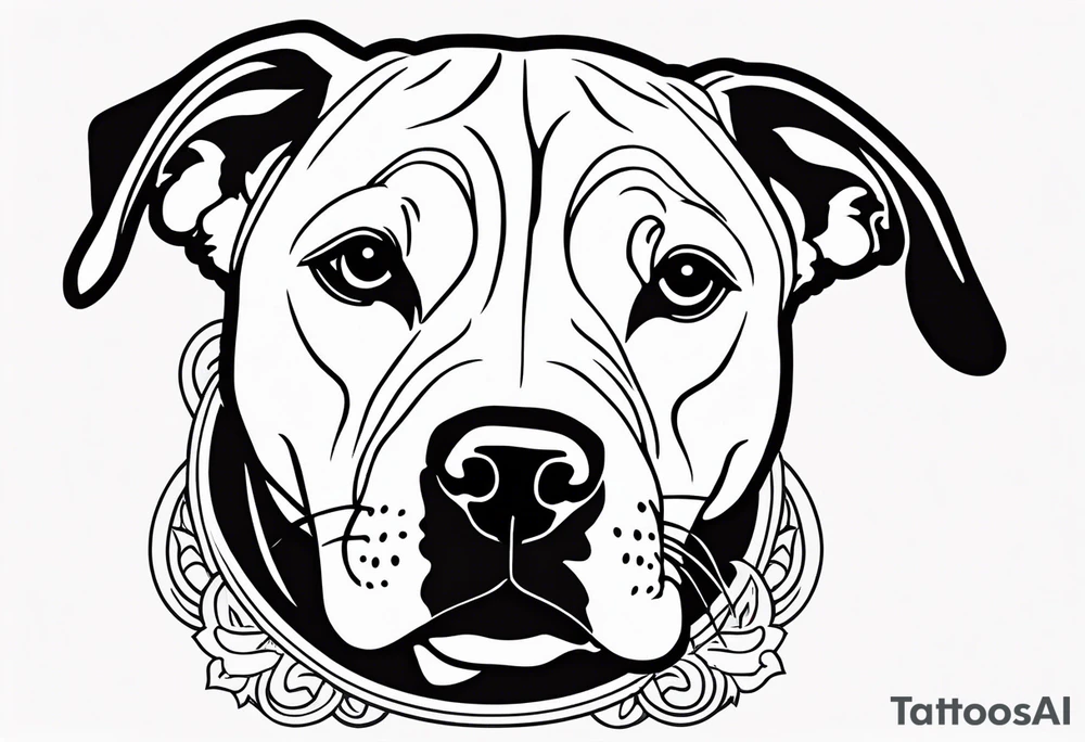 Cookie my pitbull dog outline of ears with her name in cusive at the bottom tattoo idea