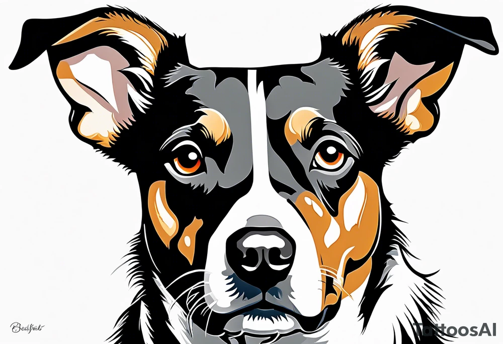 Black and white Dog of breed mountain feist named buddy tattoo idea