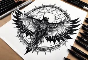 a scary black flying to the top tattoo idea