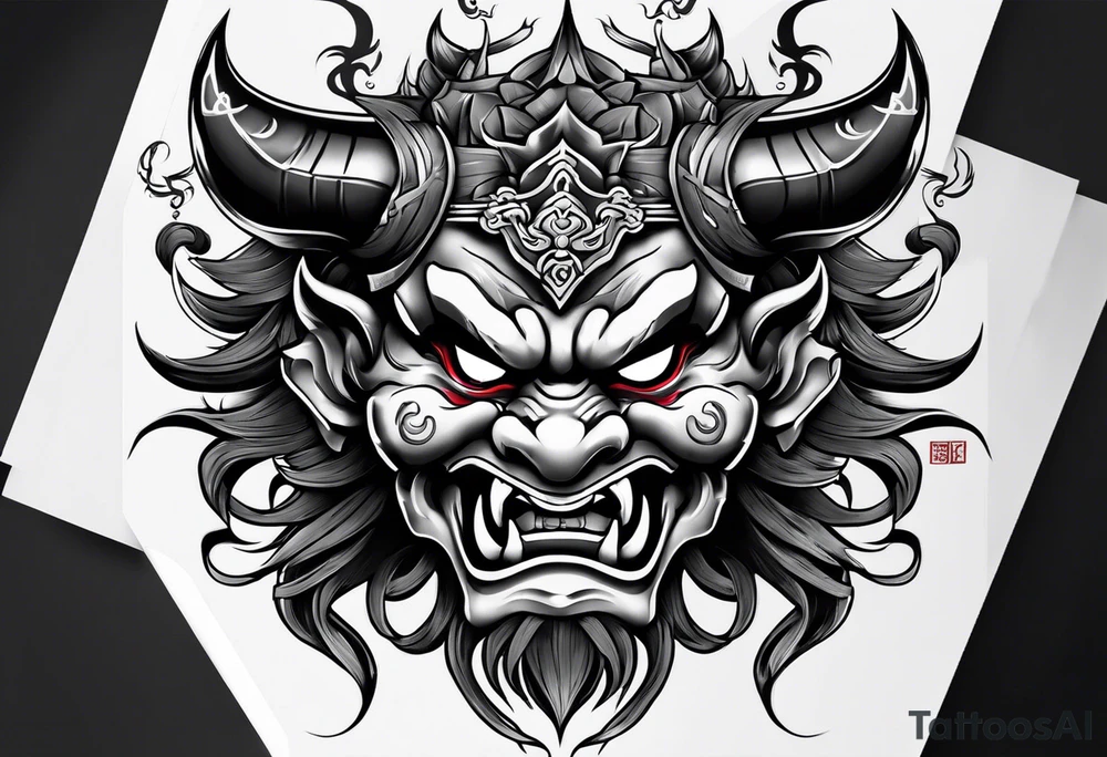 Oni mask tattoo idea