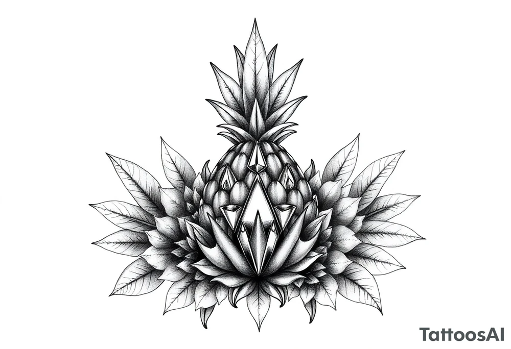 Bushy pineapple crown diamonds majestic vagina and anus tattoo idea