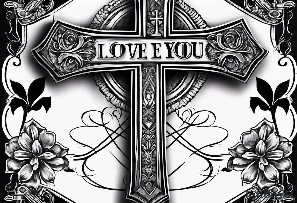 Cross in the middle of the cross is written I love you jenny tattoo idea