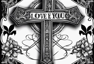 Cross in the middle of the cross is written I love you jenny tattoo idea