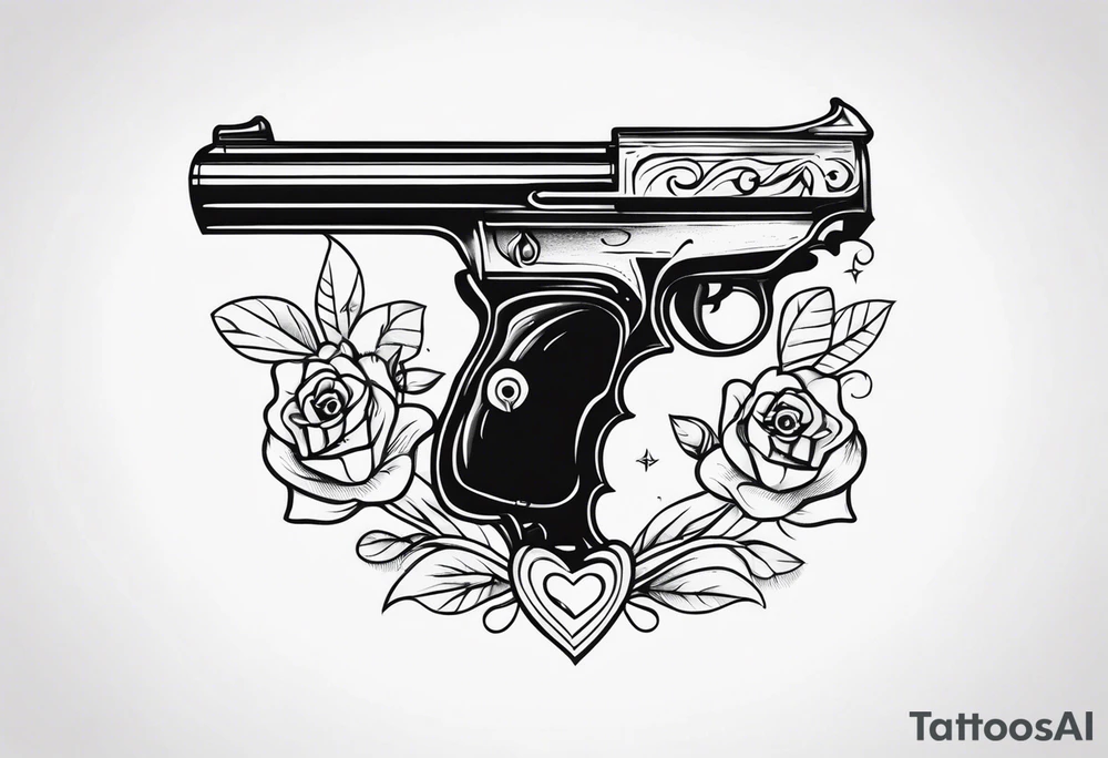 La pistola y corazón. tattoo idea