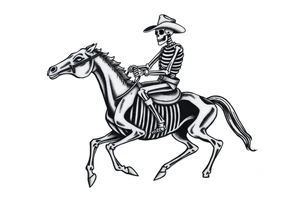 cowboy skeleton riding a skeleton horse, tattoo idea