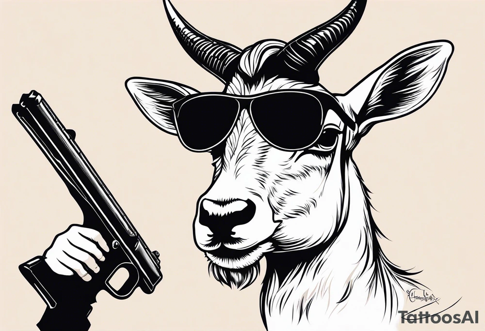 capricorn with sunglasses holding a shotgun tattoo idea capricorn with sunglasses holding a shotgun tattoo idea
