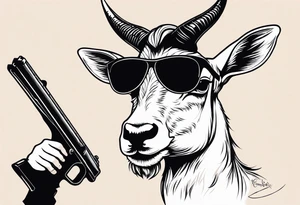 capricorn with sunglasses holding a shotgun tattoo idea