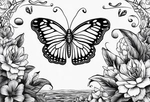Butterflies and oceans tattoo idea