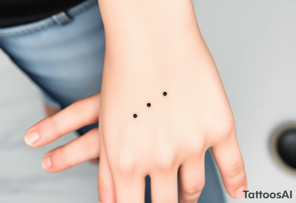Can you design a few options for a meaningful minimal tattoo with dots, lines or stars that represents my kids? Three are living and two are deceased and I want something that represents that difference by having solid and hollow elements. Put on fingers tattoo idea