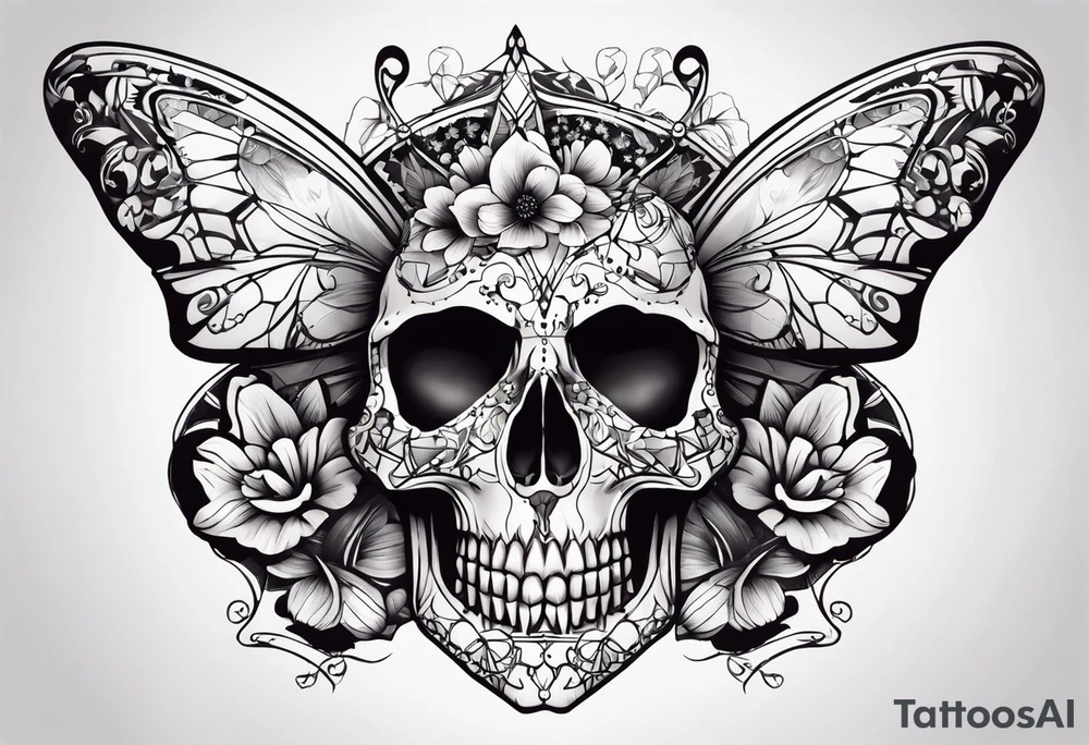 Skull butterfly tattoo idea